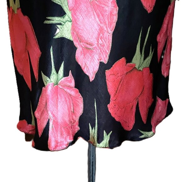 Vintage 90s Y2K Miss Selfridges slip dark florals fitted satin dress - Picture 6 of 16